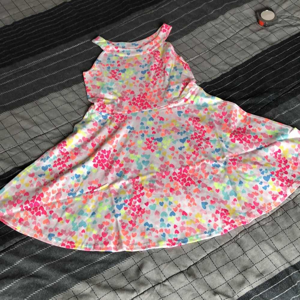 The Children's Place‎ Dress Girls Size Large 10/12 Rainbow Hearts - Picture 6 of 9